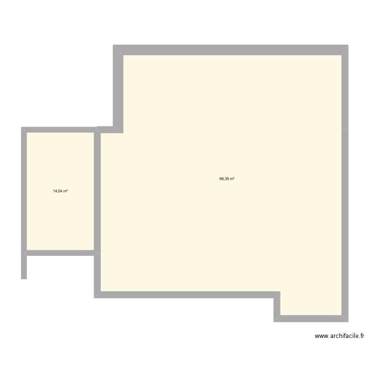 Atelier. Plan de 2 pièces et 113 m2