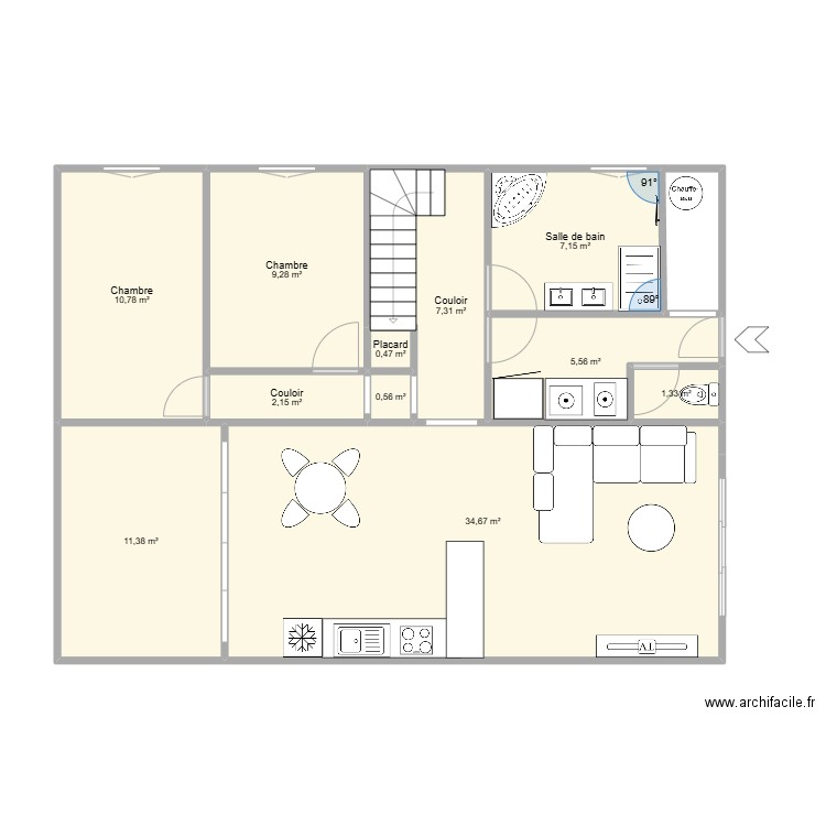 MORNAC. Plan de 11 pièces et 91 m2
