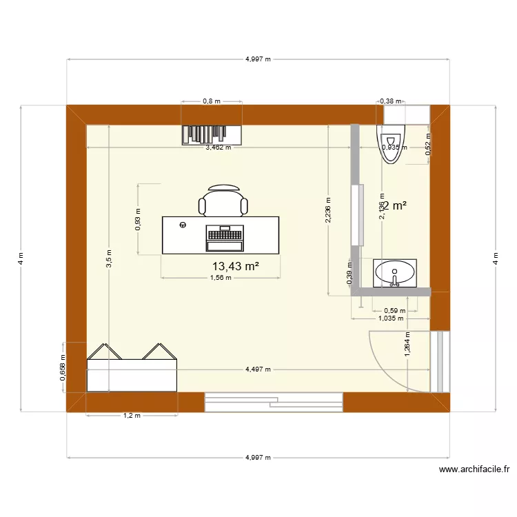 facade 1 - sud BIS. Plan de 2 et 15 m² facade 1 - sud BIS. Plan de 2 et 15 m²