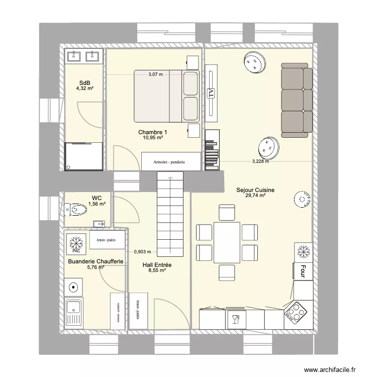 pomarede_2. Plan de 6  et 61 m²