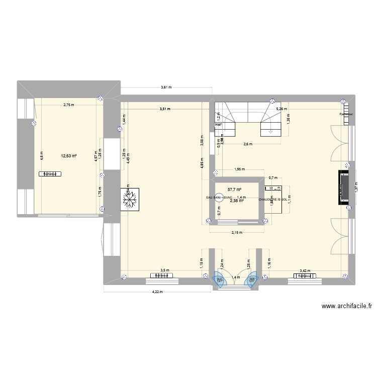 DOMEK. Plan de 3 pièces et 73 m2