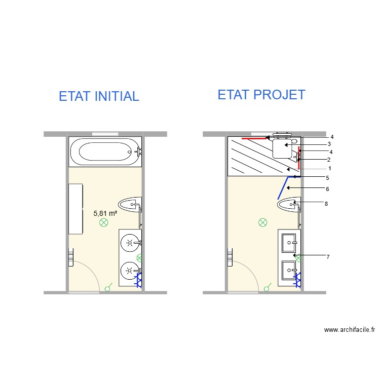 BOUAZZA FATIMA. Plan de 2 pièces et 12 m2