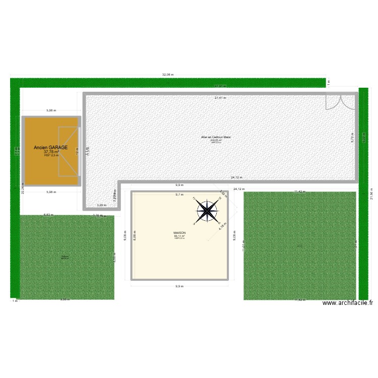 Plan de masse. Plan de 3 pièces et 372 m2