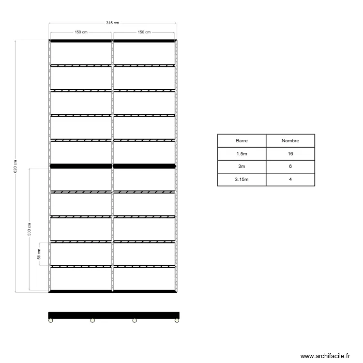 Terasse coulisante. Plan de 