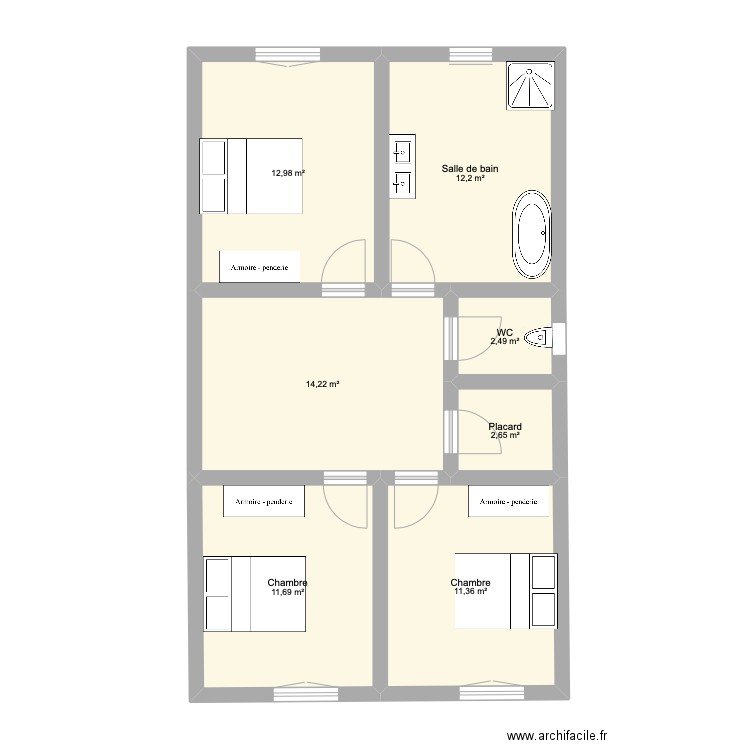 Plan maison Chambly. Plan de 7 pièces et 68 m2