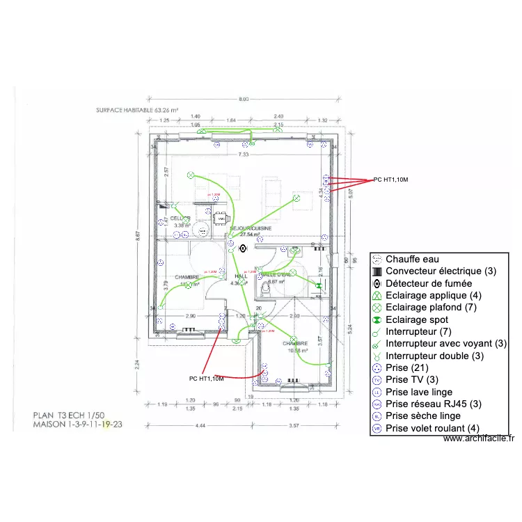 plan T3 Majeau electrique. Plan de 
