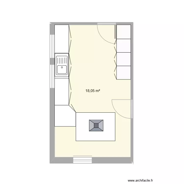 cuisine. Plan de 1 Pièce et 18 m² cuisine. Plan de 1 Pièce et 18 m²