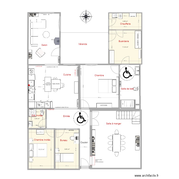 Plan projet au 04-03-2024. Plan de 5 pièces et 41 m2