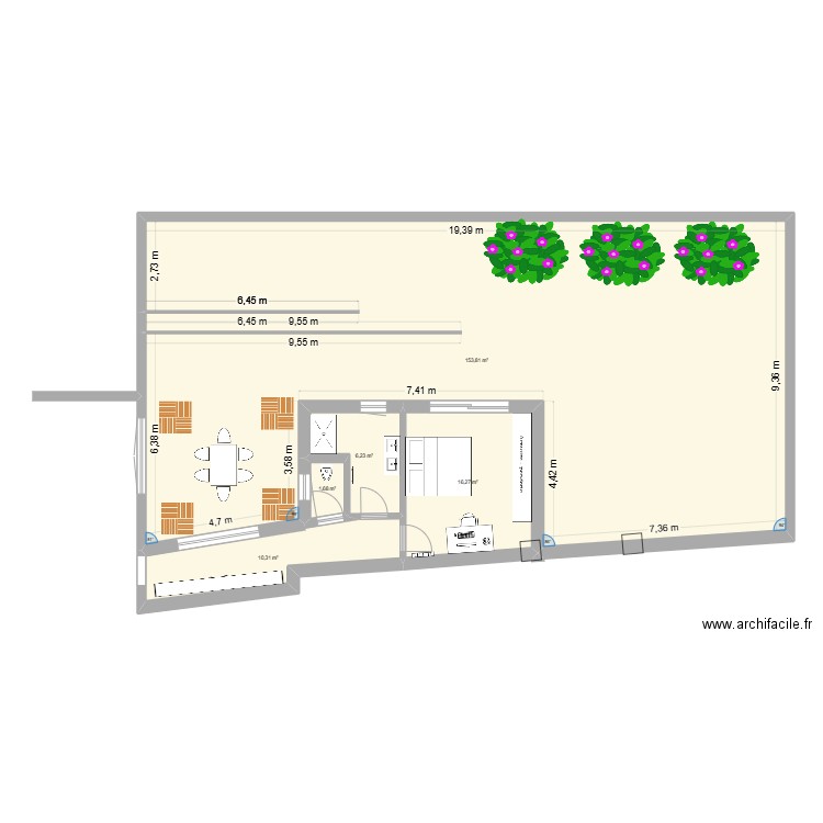 Jardin. Plan de 5 pièces et 188 m2