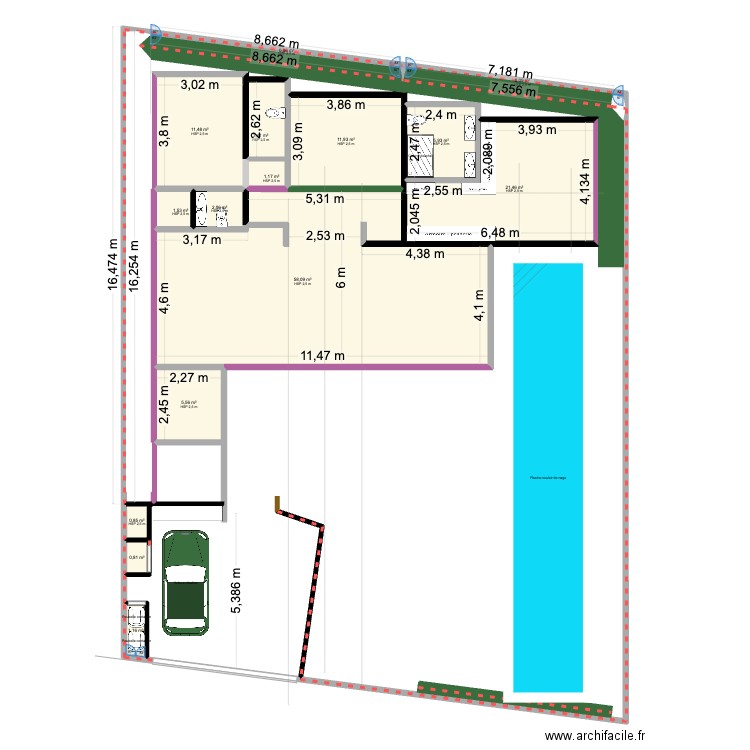 Diamond12 V5 sans meuble 2. Plan de 15 pièces et 126 m2