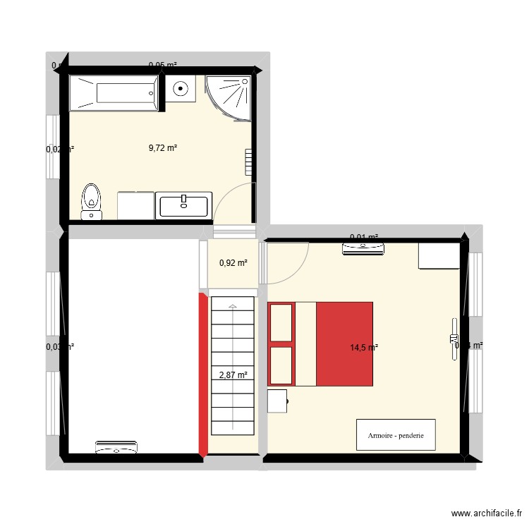 1 ere. Plan de 10 pièces et 28 m2