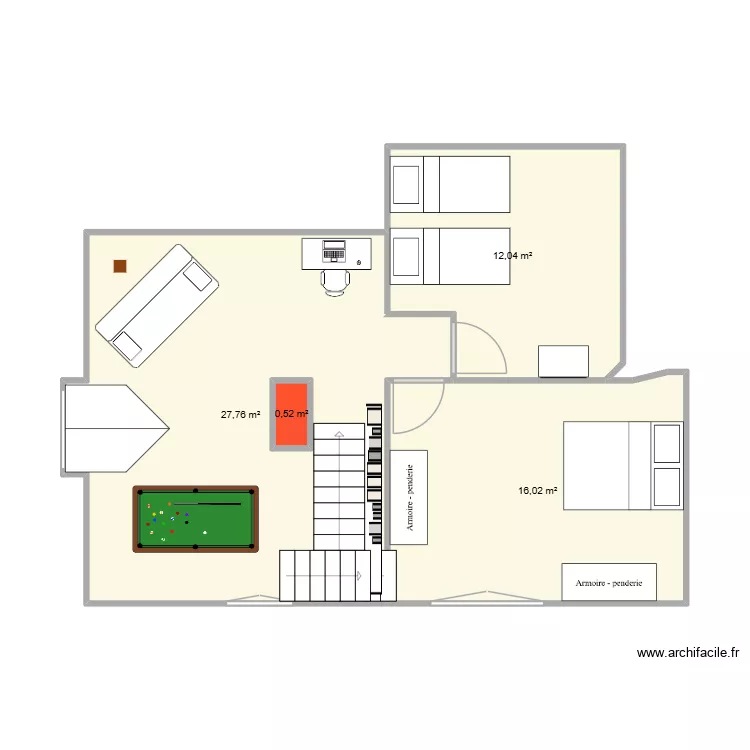 Isabelle-Mens-Etage. Plan de 4  et 57 m²