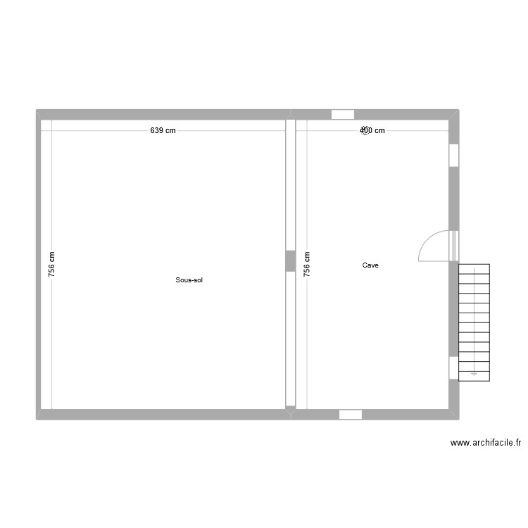 Antoine téo cave. Plan de 2 pièces et 78 m2