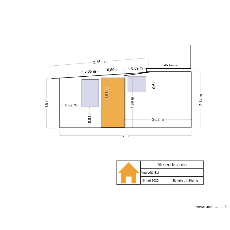 Atelier de jardin face Est. Plan de 0 pièce et 0 m2