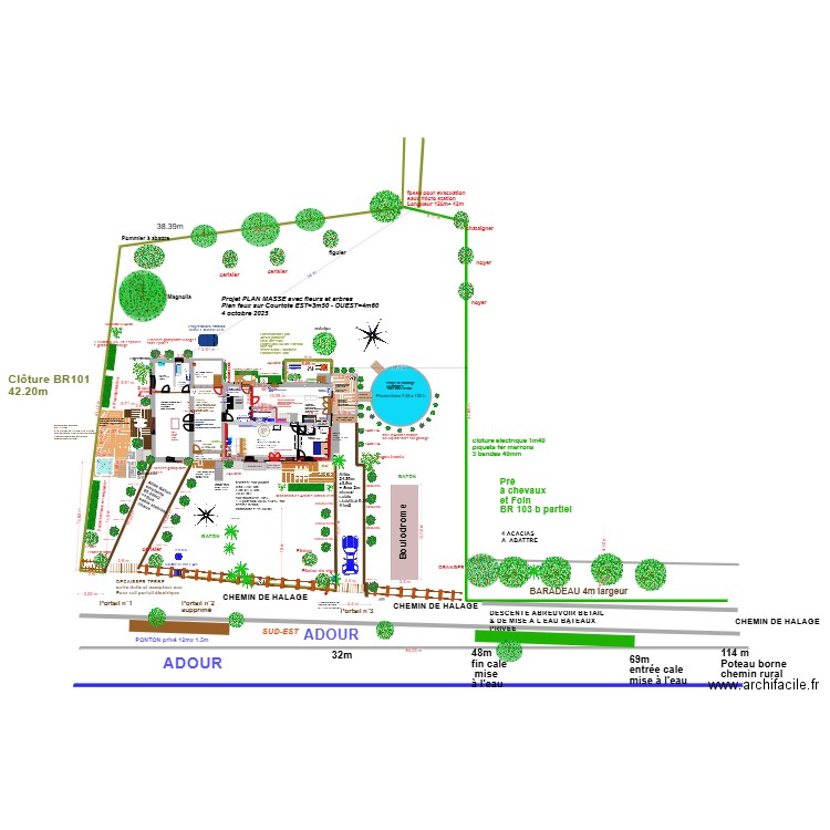 Projet finalisé 2025/2026 au 4 10 2025 RDC surélevé 2T4 et 1T3. Plan de 1 pièce et 31 m2