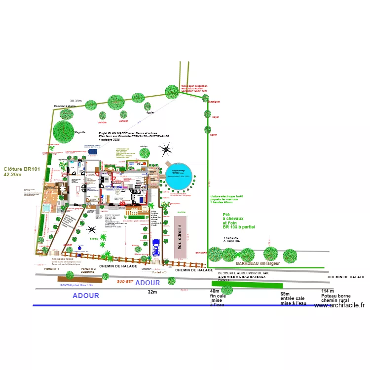 Projet finalis&eacute; 2025/2026 au 4 10 2025 RDC sur&eacute;lev&eacute; 2T4 et 1T3. Plan de 1  et 31 m²