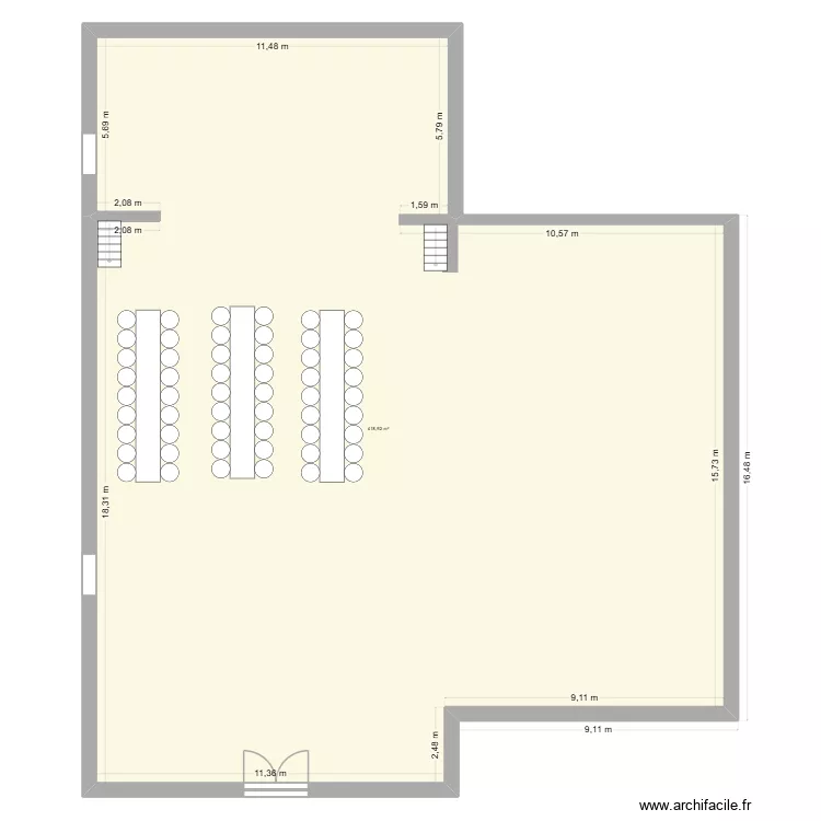 Plan salle paroissiale. Plan de 1 et 419 m² Plan salle paroissiale. Plan de 1 et 419 m²