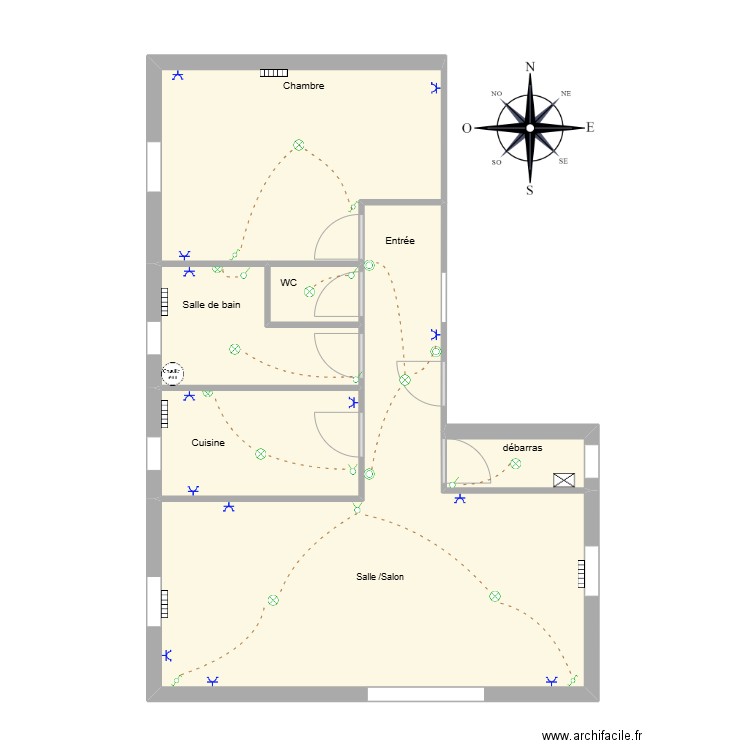 Appartement M. SOW. Plan de 6 pièces et 65 m2