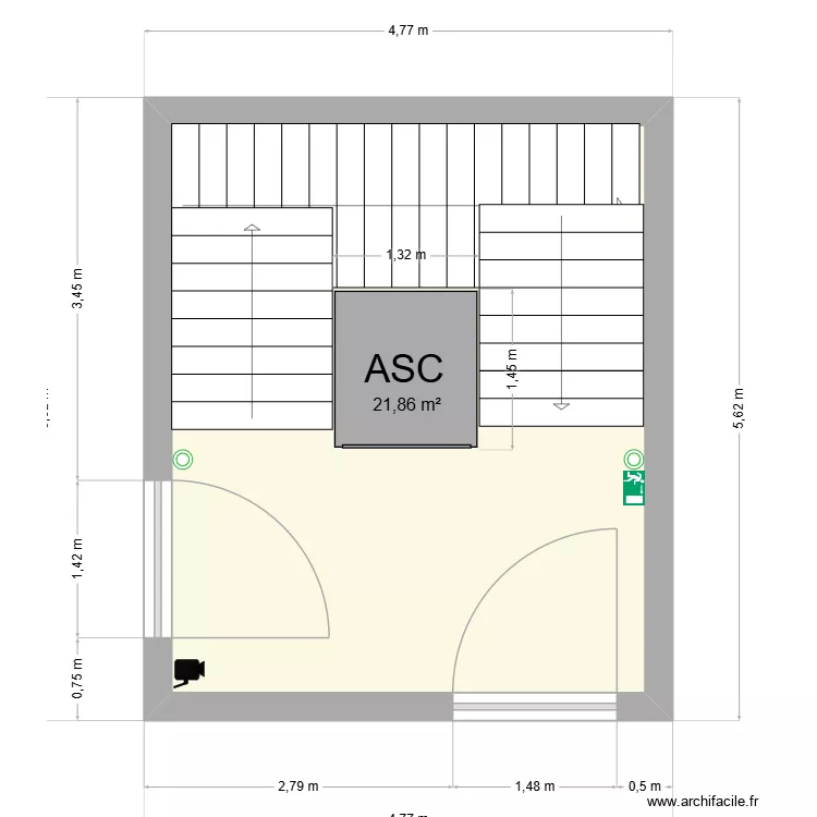 ascenceur étage 1. Plan de 1 Pièce et 22 m² ascenceur étage 1. Plan de 1 Pièce et 22 m²