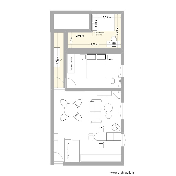 maison Audenge. Plan de 2 pièces et 13 m2