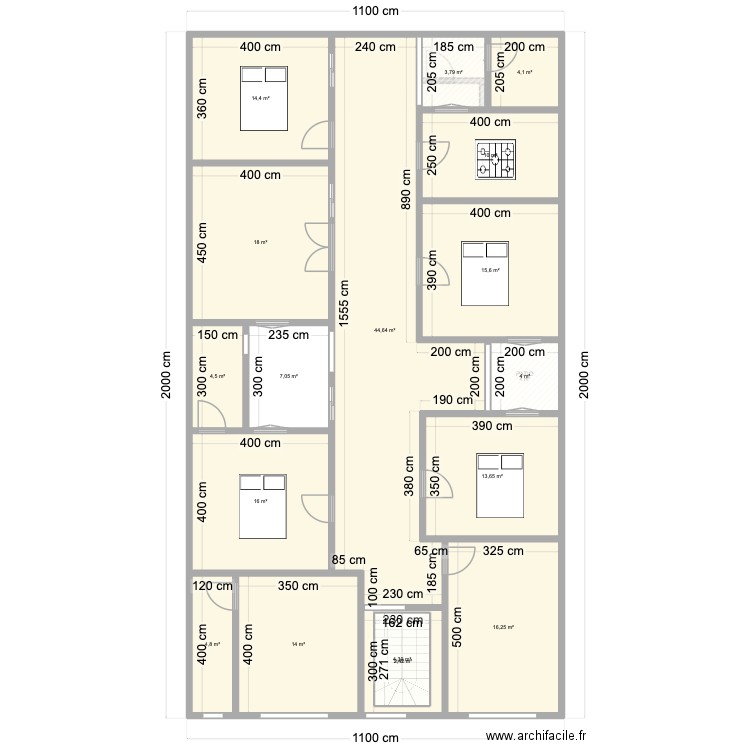 matar niang. Plan de 33 pièces et 399 m2