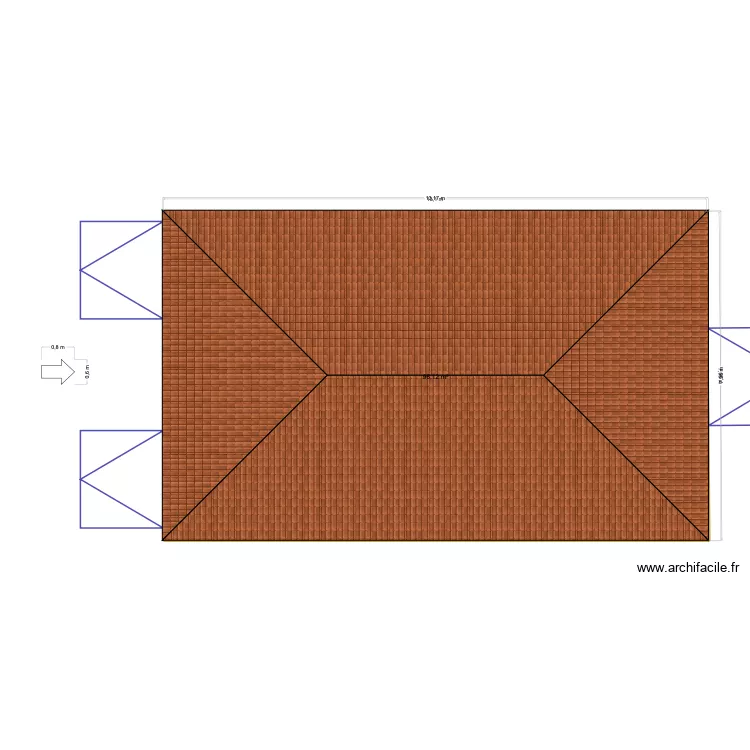 hangar. Plan de 1  et 96 m²