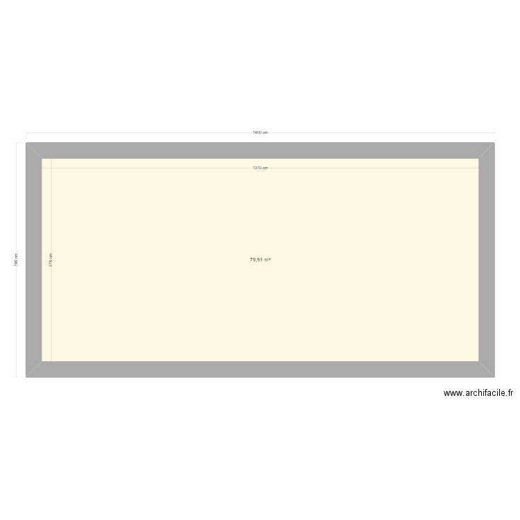 base. Plan de 1 pièce et 80 m2