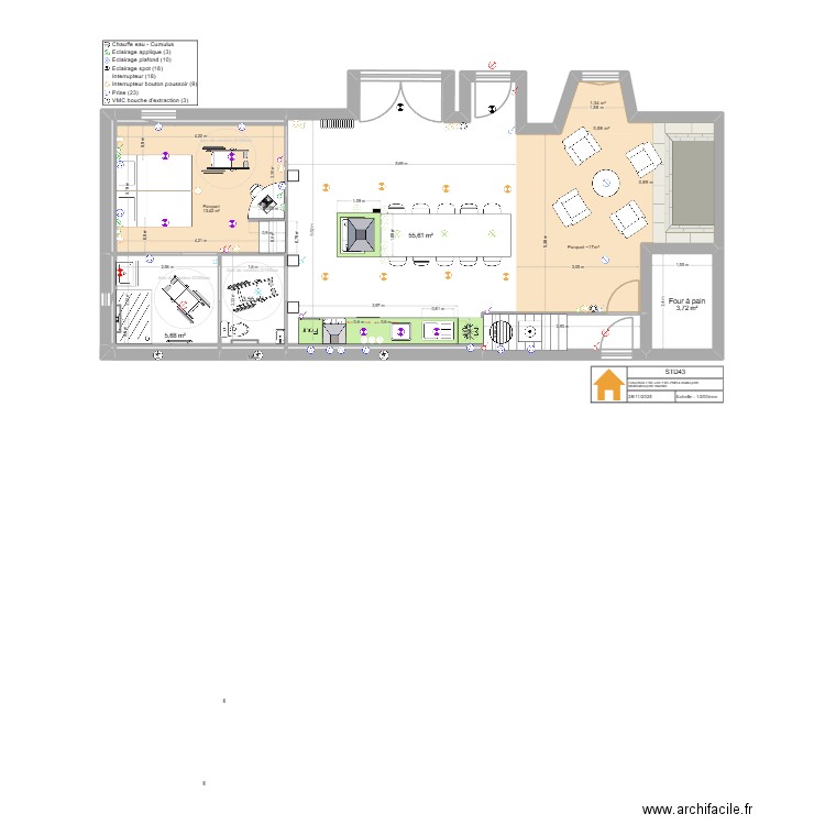 Yssingeaux Den Dulk M. RdC Modification 28_11_25. Plan de 13 pièces et 87 m2