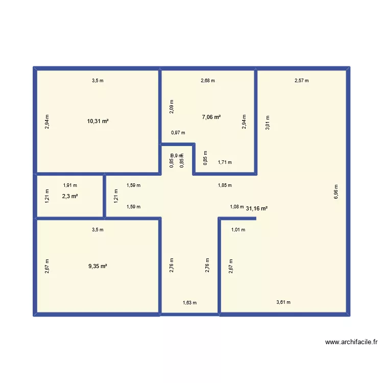 mhamed OD. Plan de 5 pièces et 60 m² mhamed OD. Plan de 5 pièces et 60 m²