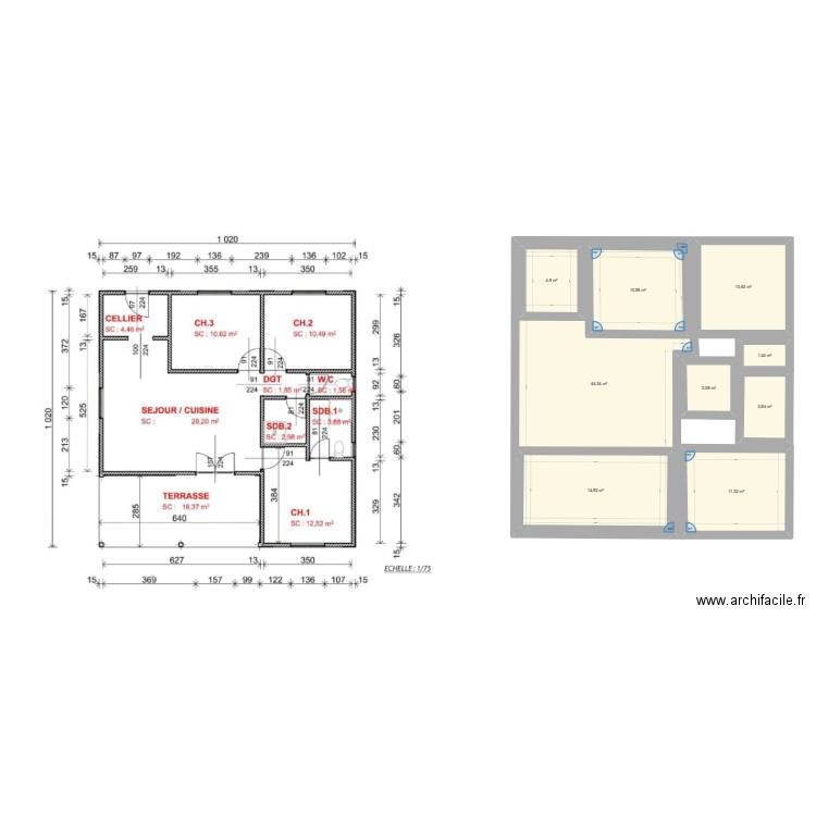 dosta 104ME. Plan de 9 pièces et 126 m2