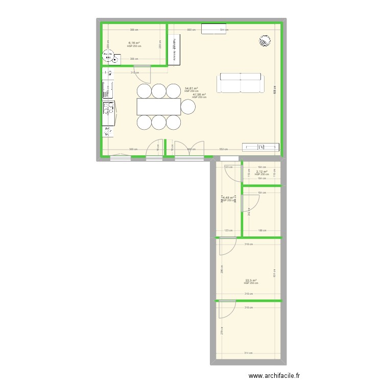 Dom existant. Plan de 6 pièces et 138 m2