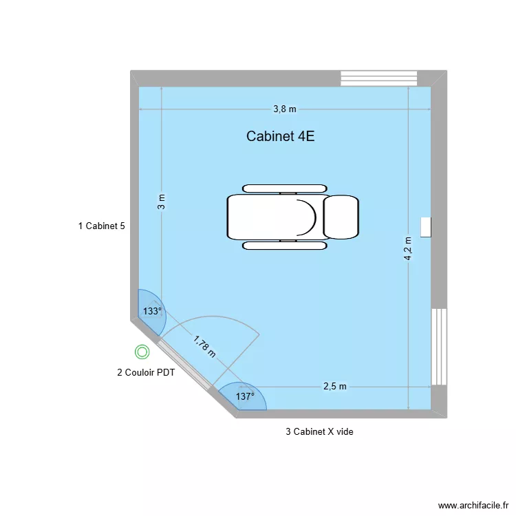 31254 Cabinet 4E. Plan de 1  et 15 m²