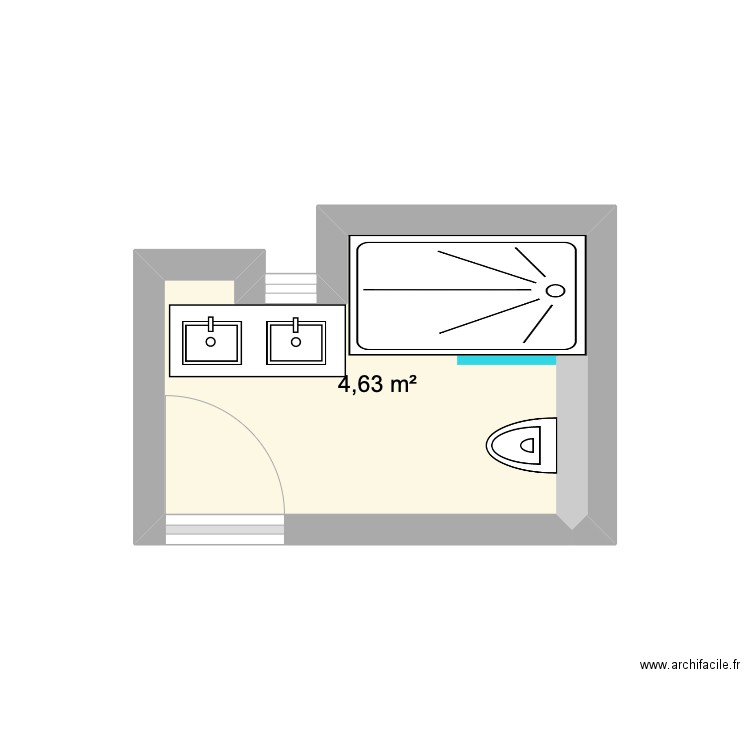 GUEST BATHROOM - SERGE. Plan de 1 pièce et 5 m2