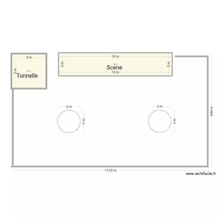 Scene. Plan de 2 pièces et 29 m²
