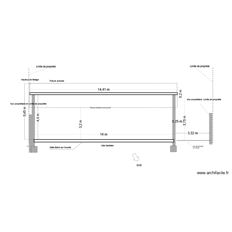 coupe AA. Plan de 