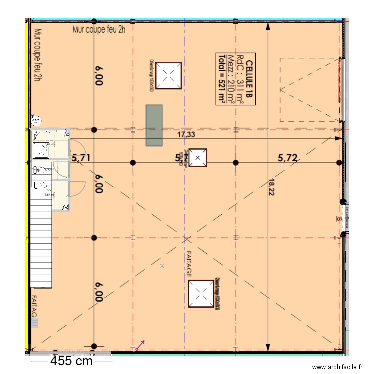 Salleboeuf bas. Plan de 3 pièces et 9 m2