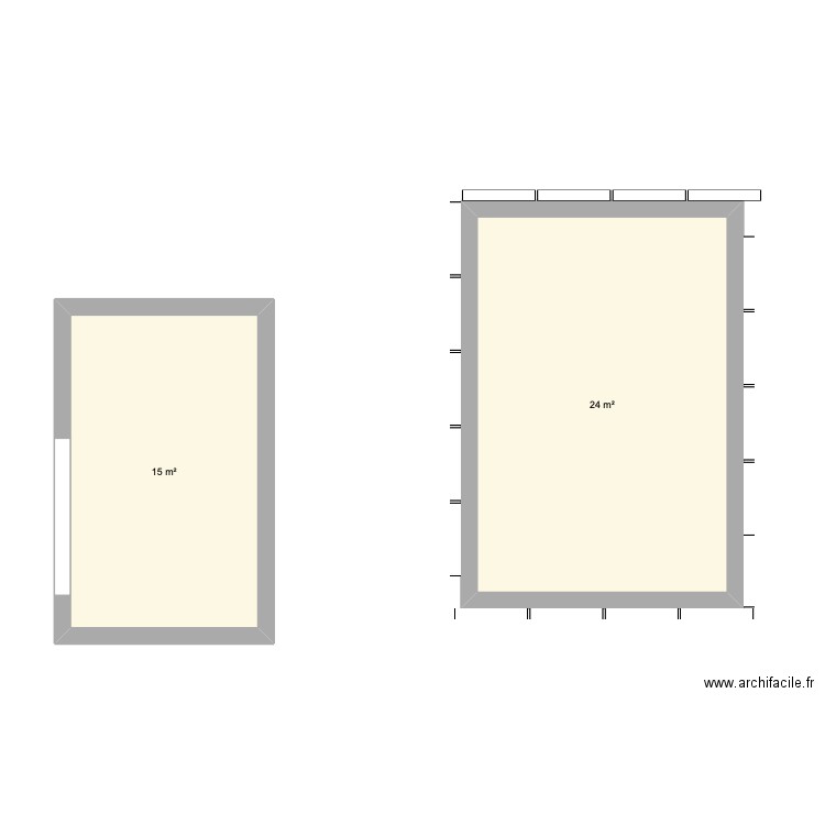 Studio pla. Plan de 2 pièces et 39 m2