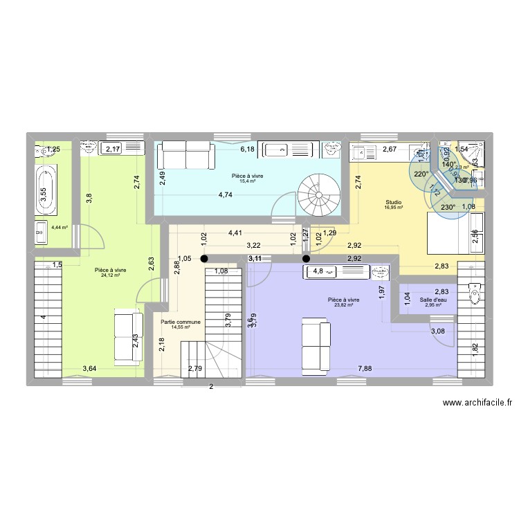 1er étage Viarmes. Plan de 8 pièces et 105 m2