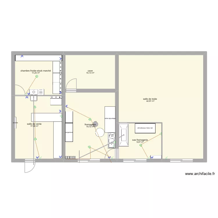 sous grange nord. Plan de 6  et 111 m²