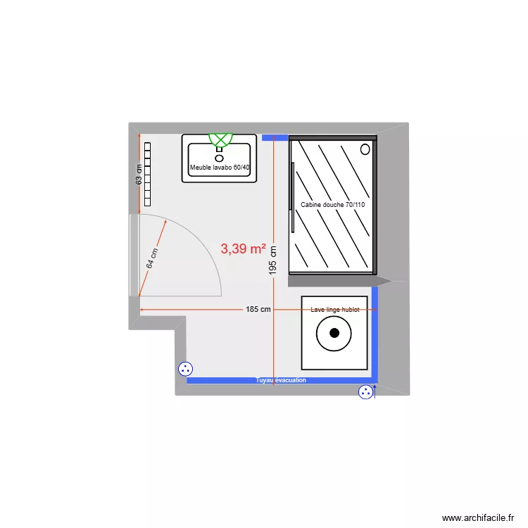 Salle de bain 2. Plan de 