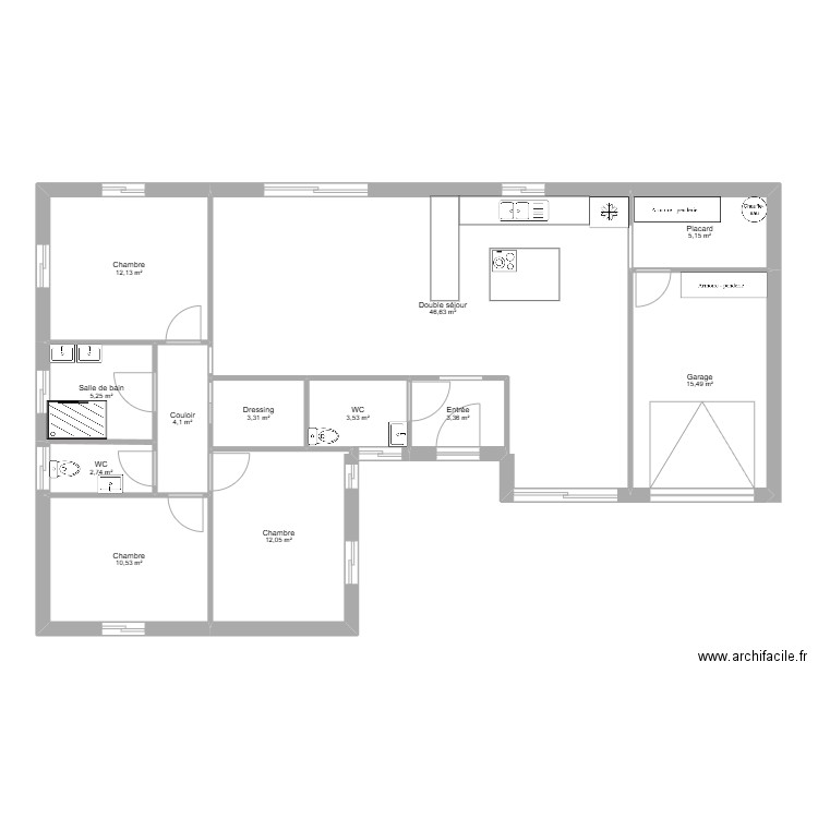 Maison 5. Plan de 12 pièces et 124 m2