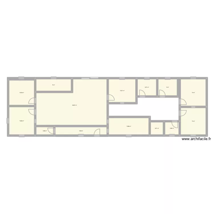Projet 2026. Plan de 14 pièces et 166 m²