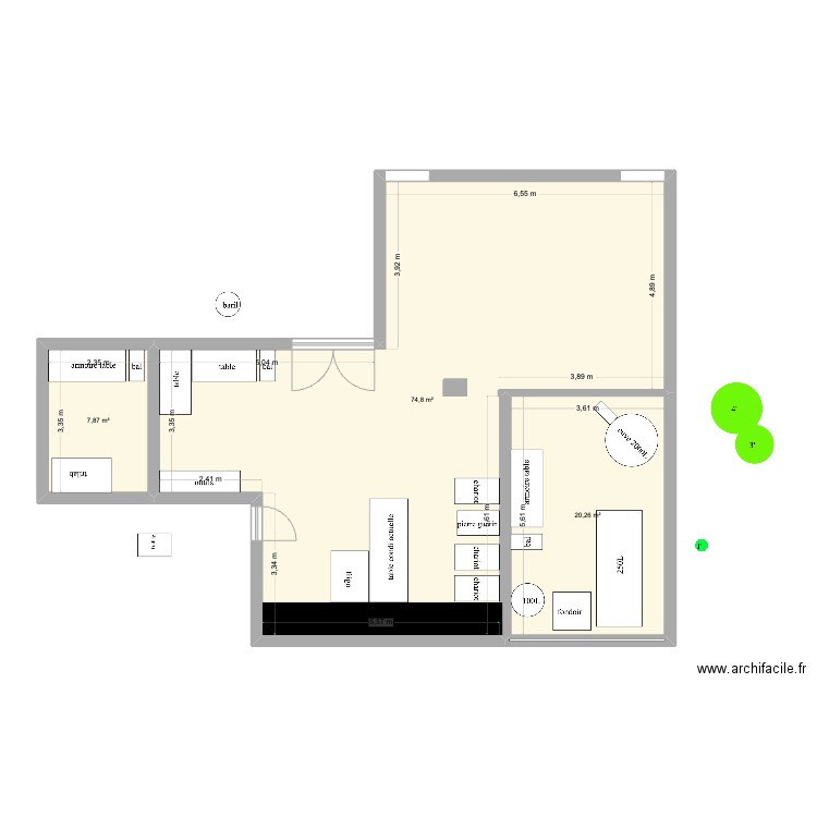 PLAN E Conditionnement. Plan de 3 pièces et 103 m2