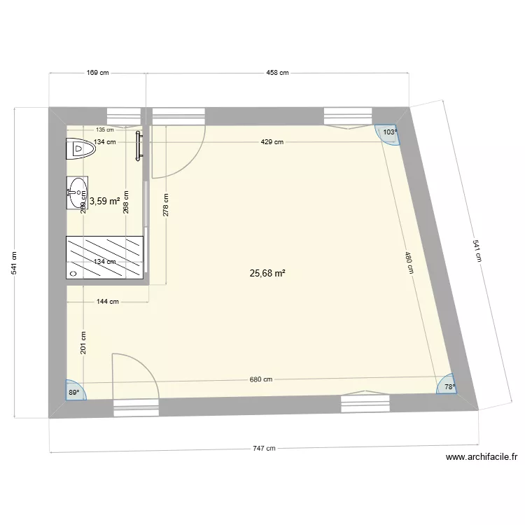 CHASSIN COTATION. Plan de 2  et 29 m²