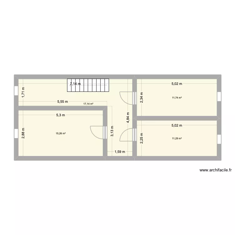 chambre. Plan de 4  et 55 m²