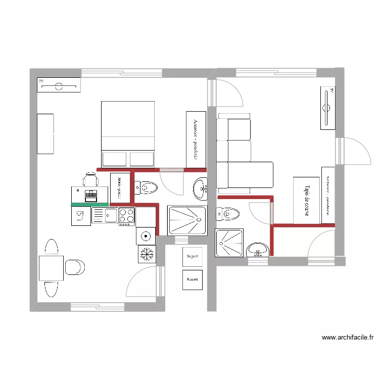 Chambre 7 - Chambre 6 - V3. Plan de 