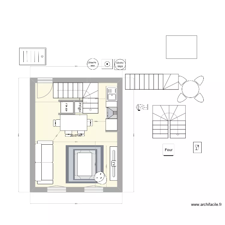 appartement F2 N&deg;6. Plan de 5  et 48 m²