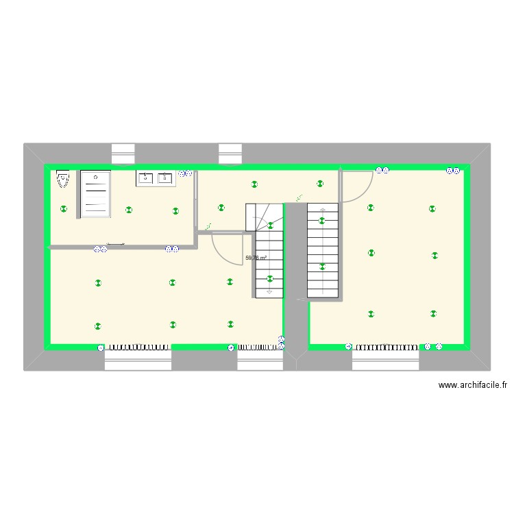 1er ETAGE élec 2025. Plan de 1 pièce et 60 m2