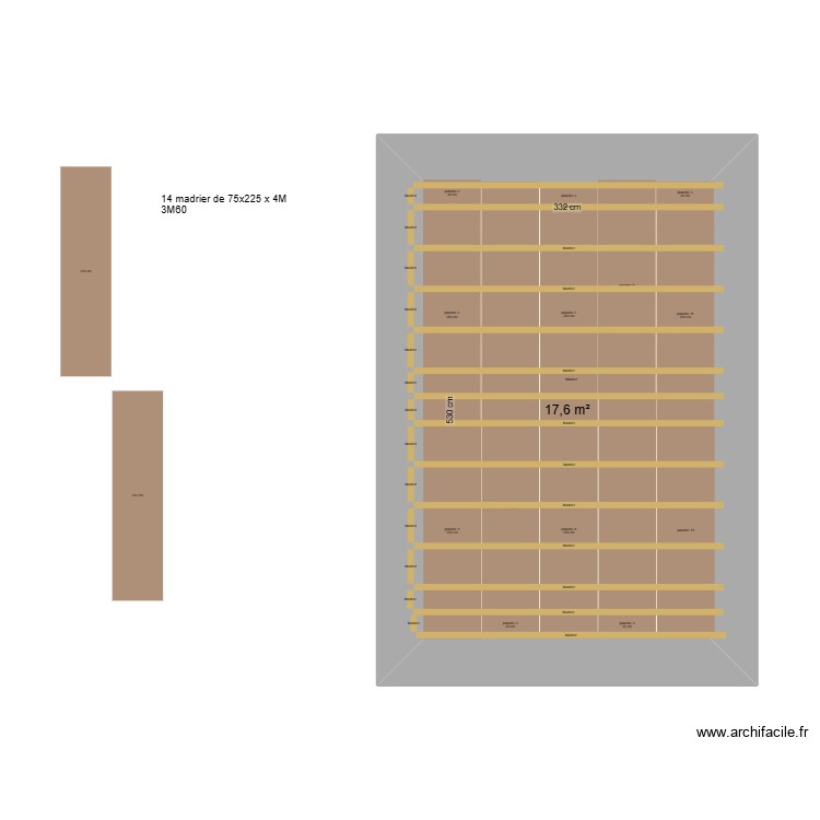 DENIS calcul madrier pour SDB. Plan de 0 pièce et 0 m2