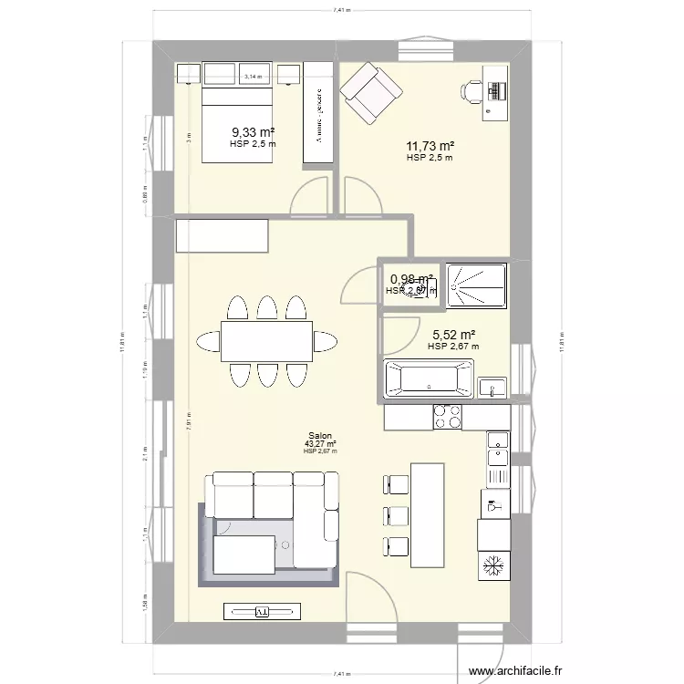 Jassans Riottier - renovation 4. Plan de 5 pièces et 71 m² Jassans Riottier - renovation 4. Plan de 5 pièces et 71 m²